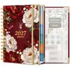 Agenda A5 con espiral, de página diaria, para oficina, con atractivo diseño floral, para Amazon transfronterizo, en inglés