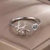 Anillo Familiar Estilo Chino para Mujer, Nicho, Aspecto de Alta Calidad, Moderno, Sencillo, Anillo Liso, Anillo Ajustable para Dedo Índice