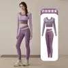 Conjunto de Yoga para Mujer Nuevo Bloque de Color Cintura Pantalones de Yoga Falso Dos Piezas Manga Larga Superior Profesional Pilates Ropa de Fitness Otoño