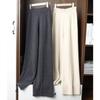 Pantalones de Lana 100% de Pierna Ancha para Mujer Punto Medio Pierna Modificada Sueltos Adelgazantes Tejido de Cachemira Pantalones de Cintura Alta Color Sólido
