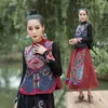 2023 Nova Roupa Feminina Estilo Étnico Colete Bordado Curto com Fecho Sem Mangas Colete Modificado Estilo Chinês