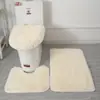 Set de Baño de Tres Piezas de Lana de Seda Felpudo Antideslizante para Baño Alfombra Aislante de Pelo Largo Combinación de Felpudos Transfronterizo