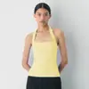 Top Esportivo Nadador Costas Nuas da Amazon para Mulheres, Roupa Externa Sexy de Verão Slim-Fit, Top Curto Quadrado Sem Mangas Bm