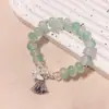 Pulsera con Borla de Mariposa y Cuentas de Ábaco de 10 mm Pulsera de Cuentas Estilo Antiguo Glaseadas Imitación Plata Gradiente Crema Dulce Transfronteriza