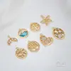 Colgante de Cola de Ballena, Estrella de Mar, Árbol de la Vida, Tulipán, Chapado en Oro Real de 14K con Circonita Incrustada, Colgante para Pulsera o Collar DIY
