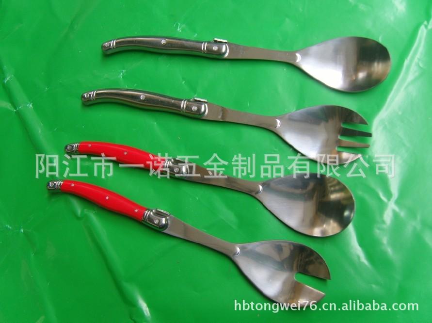 P-008CB全不锈钢高档沙拉叉勺饭勺汤勺柄长12CM.总长