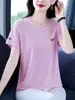 Camiseta de manga corta con cuello redondo para mujer, nuevo estilo de verano, elegante, adecuada para madres de mediana edad y mayores, transpirable, corte holgado, deportiva, top ligero