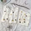 Pijama Dulce de Dibujos Animados Transfronterizo para Mujer Xia Yunduo Algodón Manga Corta Pantalones Cortos Niñas Cuello Redondo Se Puede Usar Fuera de Casa Conjunto de Ropa para el Hogar