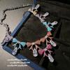 Collar de Gema con Forma de Gota de Agua y Lazo Arcoíris de la Corte de Viena Pendientes Vintage de Argyle con Borlas de Mariposa Rosa