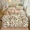 Estilo ins conjunto de capa de edredom macia e amigável à pele conjunto de quatro peças capa de edredom lavável à máquina conjunto individual de três peças roupa de cama para dormitório estudantil 4