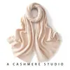 Cachecol de Cashmere Tricotado para Mulheres Outono e Inverno Novo Cachecol Xale de Cor Pura Cachecol Tricotado Pesado Espessado de Comprimento Médio