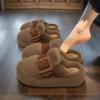Chinelos Femininos Forrados com Pelo para Uso Externo 2026 Novo Outono/Inverno Plataforma Sola Grossa Slip-On de Algodão de Alta Qualidade para Gestantes