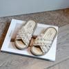 2025 Verano Nuevas Pantuflas para Niños Niñas Suela Suave Antideslizante Niñas Cruz Pedrería Pantuflas Planas Trbottomy