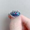 Anillo de plata de ley 925 con diseño de loto azul hueco para hombre y mujer, anillo para dedo índice con diseño artesanal de color azul ardiente.