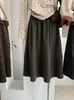 KEKEZOON Falda de Línea A de Cintura Alta Simple para Mujer Otoño/Invierno Adelgazante Versátil Casual Falda Paraguas con Cinturón 9307