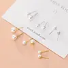 Pendientes Nalan S925 Tremella Needle para mujer, estilo coreano, con pequeños agujeros en las orejas, perlas sintéticas, para estudiantes, G6086
