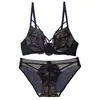 Conjunto de Lingerie Sexy de Renda Estilo Francês, Anti-Queda, Sutiã e Calcinha Redutores para Seios Grandes, Atacado