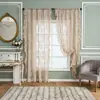 Cortina de Porta Estilo Francês, Cortina Transparente de Divisória Sem Furos, Cortina de Renda Estilo Vintage Creme, Cortina de Acabamento de Alta Qualidade para Quarto e Sala de Estar