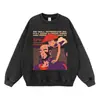 Moletom com estampa de pôster de personagem estilo vintage, algodão pesado, modelagem solta, gola redonda, inspirado em anime, estilo high-street, moletom com capuz, em estoque