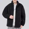 Abrigo cálido de invierno engrosado con forro de polar para hombre, chaqueta de algodón de lana de cordero, corte holgado, estilo ropa de trabajo, cuello alto, extra ancho, abrigo de lana talla grande