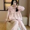 Roupa de casa feminina de crepe de algodão puro com estampa distribuída, manga curta e calça comprida para primavera e verão, pijama casual solto e confortável para casa