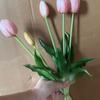 Flor Artificial Tulipa de Borracha Macia com 5 Cabeças Decoração de Sala de Estar Adereços para Fotografia Tulipa de Látex Buquê de Flores Artificiais de Alta Qualidade