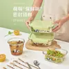 Fiambrera de Vidrio de Borosilicato Alto Caja de Frescura Bol Caja Bento de Frutas Calentamiento por Microondas Uso Especial Caja de Comida para Llevar para Oficinistas