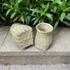 Canasta de pescado tejida a mano de bambú, canasta pequeña para llevar, verde bambú, usada como utilería para actuaciones de danza de jardín de infantes, sesiones de fotos y para sostener flores