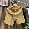 Shorts de Gasa de Burbujas Color Caqui de Secado Rápido para Hombre, Pantalones de Cinco Puntos Transpirables de Seda de Hielo Finos de Verano, Pantalones Deportivos Sueltos de Moda de Longitud Media