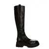 Versão em Pele de Ovelha ~ Botas de Moda com Zíper Traseiro Retrô Aparência Emagrecedora Salto Grosso Botas Longas de Cavaleiro Salto Alto Botas Versáteis Botas Altas
