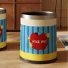 Papelera Vintage de Cuero Estilo Francés Operada con el Pie para Casas de Huéspedes, Alto Valor Estético, Doble Capa con Cubo Interior, Gran Capacidad, Pedal con Tapa