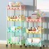 Rack de armazenamento de brinquedos estilo desenho animado removível Dormitório de grande capacidade Estante de estudante Carrinho de rack de armazenamento de lanche de plástico