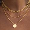 Collar de Círculos Irregulares Multicapa Transfronterizo Cobre Electrochapado Oro Real de 14K Gargantilla Apilada Joyería para Mujer