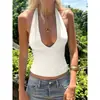 Transfronterizo europeo y americano 2026 primavera-verano nuevo estilo halter neck tie sexy escote bajo espalda descubierta ajustado sin mangas top tipo camiseta