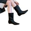 Botas Martin Tejidas Marrones Melard Vintage para Mujer, Nuevas Botas de Media Caña Otoño e Invierno 2026, Botas de Moda Francesa con Punta