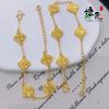 Pulseira Popular Xiaohongshu Estilo Gelo Triturado Dourado Areia Flor de Trevo de Quatro Folhas para Mulheres com Design Empilhado Joias de Flor de Trevo de Quatro Folhas