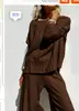 25 Moda Nova de Primavera Estilo Preguiçoso Conjunto de Calça Wide-Leg Tricotada Suéter Pulôver Casual Feminino Calça Longa Elegante Conjunto de Duas Peças