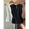Colete Blazer Acinturado para Mulheres, Peça de Camada Externa Sem Mangas Fina de Alta Qualidade Estilo Chanel