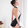 2019 Nuevo Estilo Ropa Interior Sexy para Mujer Elegante Clásico Cheongsam Abertura Alta Cuello Mao Hebilla Vintage Espalda Descubierta Pijama Sexy