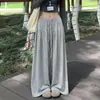 Calça Feminina Wide-Leg de Malha Macia com Detalhe de Flor de Madeira e Orelha Estilo Coreano Nova Coleção Primavera/Outono 2026 Cintura Alta Afinando Casual