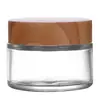 Tampa com grão de madeira pote de creme frasco de vidro transparente creme frasco de creme para os olhos selado cosmético tamanho de viagem frasco portátil frasco de creme em pó atacado