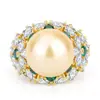 Anillo de Tesoro Verde Perla Blanca Dorada Obeida Incrustado Transfronterizo 2023 Anillo de Moda Retro Europeo y Americano para Mujer