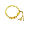 Loja de Ouro Mesmo Estilo Moeda dos Cinco Imperadores Banhada a Ouro Pulseira Meia Pulseira do Deus da Riqueza de Cinco Vias Pulseira de Corda Trançada Novo Estilo Chinês Joias de Mão Retrô
