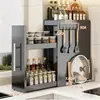Nuevo especiero de cocina estrecho de encimera extraíble multicapa a prueba de polvo para almacenamiento de aceite, sal, salsa y vinagre