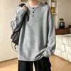 Estilo Old Money, sudadera con cuello Henley para hombre, colección de otoño, polo de punto acanalado, capa interior de moda, camiseta básica de manga larga