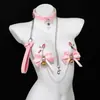 Set de pinzas para pezones de collar SM accesorios, juguete sexual de restricción de orejas de gato de cuero brillante, pinza para pezones con cadena de perlas y diamantes rosas productos eróticos