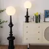 Lámpara de Columna Romana para Ambiente de Dormitorio y Sala de Estar Vintage Lámpara de Pie Retro Italiana Lámpara de Mesa Decorativa de Pie Tela de Lujo Ligero