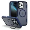 Adequado para Apple 16Promax Capa Magnética Fosca para Celular Iphone15 Moldura Espelhada Suporte Capa Protetora 14 Capa com Sensação de Pele