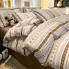Ins estilo fresco todo algodón ropa de cama para dormir sin costuras juego de cuatro piezas encaje de dibujos animados concha sábana de algodón puro funda nórdica estudiante tres