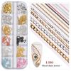Arte de uñas nueva joyería para uñas ins cadena pequeña 12 cajas oro y plata DIY cadena decorativa para uñas al por mayor